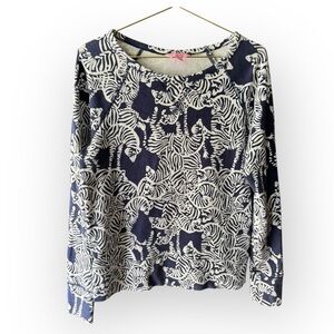 Lilly Pulitzer Jodie Herd you Bright Navy and White Patterned Women's Top